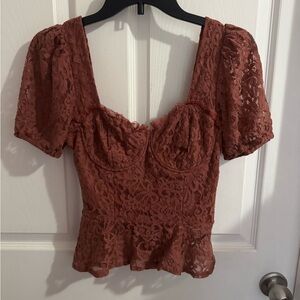 Haute Monde Lace Blouse in Terracotta